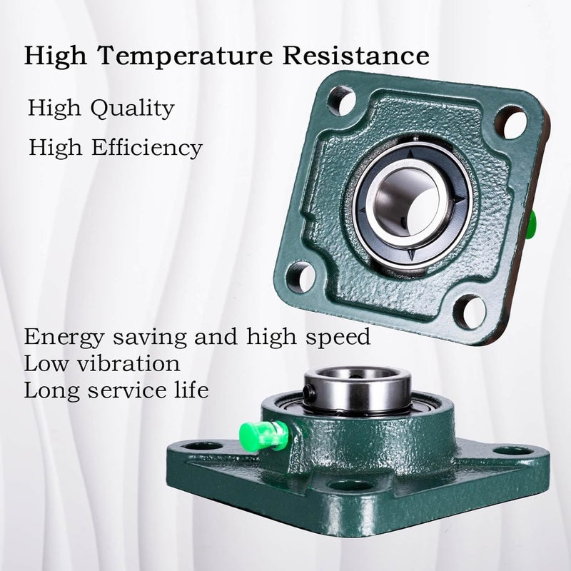 SHINICO Pillow Block Bearing 3/4 inch Shaft Bore, Square Flange Mounted UCF204-12 Solid Cast Iron Base, Swamp Cooler Parts, Self-Aligning, 2Pack - Image 3